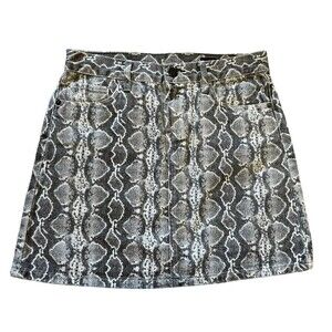 BlankNYC Snake Print Skirt Black Gray Mini Cotton Women’s Size 26 Pockets